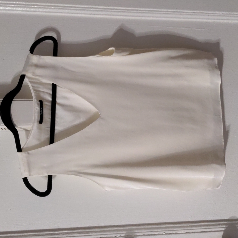 Quince Silk White Tank Top in Large